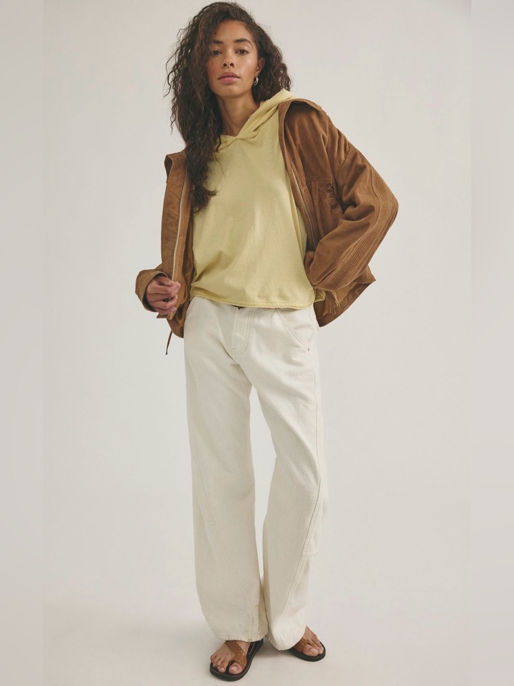 NWT FREE PEOPLE WE THE FREE COME AND GO HOODIE CORN HUSK - Picture 3 of 4
